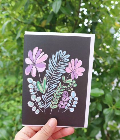 Floral Birthday or Occasion Card (Black) - Free NZ Shipping!